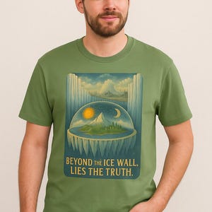 Beyond the Ice Wall T-shirt – shirt met platte aardekoepelkaart – Tartaria Hidden Lands-T-shirt – Conspiracy Aesthetic vintage graphic uniseks shirt