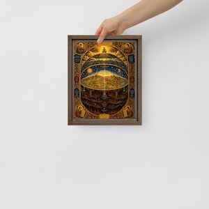 Christian Cosmology Illuminated Manuscript Canvas | Medieval Sacred Art Wall Decor