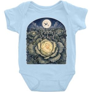 Body de bebé Patch Picked: El campo iluminado por la luna, arte botánico vintage para habitación infantil / Algodón suave, cierre a presión, Nb 6 m 12 m 18 m 24 m