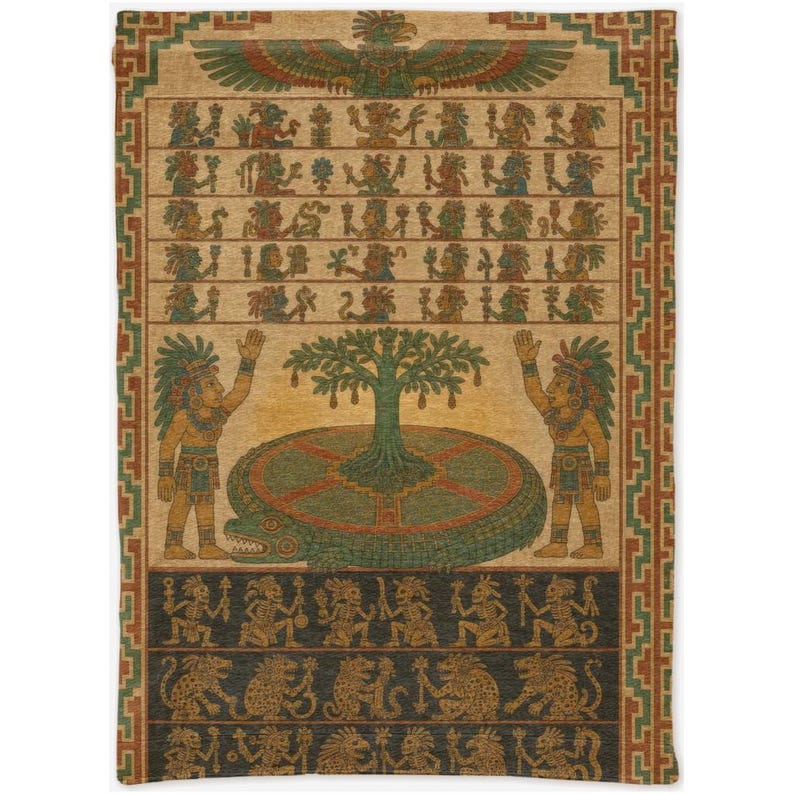 Maya Cosmology Tapestry | Codex World Tree Wall Art | Etherfolk image 2