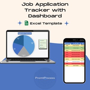 Job Application Tracker | Excel Spreadsheet with Dashboard & Status Summary | Digital Job Search Organizer