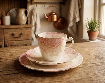 ULTRARARE Antique FOLEY WILEMAN Pre Shelley Pink Trio Kensington Pattern (5022) circa 1891/95