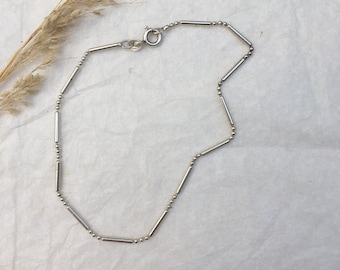Vintage Sterling Silver Chain Bracelet | Silver Ball Articulated Anklet | 90s Fine Silver Jewellery