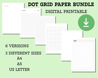 A4 Dot Grid Paper:  A5, US Letter printable (Digital Download)