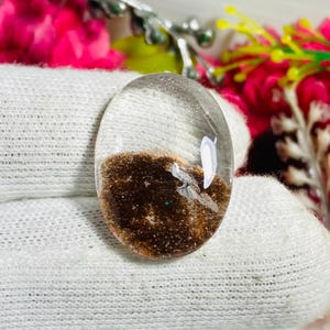 AAA Lodolite Quartz Cabochon: Oval Gemstone, 40 Carat (21x29x7mm
