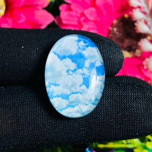 Fabulous Sky Agate Synthetic Doublet Cabochon Amazing Quality For Making Jewelry Shape Oval 18X25X7MM 30.00 Carat