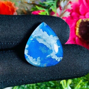 Beautiful Cloudy Agate Doublet Cabochon Plume Agate Picture With Glass Amazing Quality For Making Jewelry Shape Pear 20X23X7MM 20.00 Carat