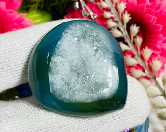 Heart Window Agate Druzy Cabochon: Jewelry Making (40x43x10MM)
