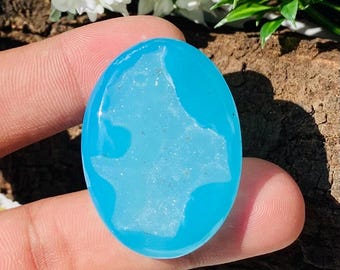 Oval Chalcedony Agate Druzy Cabochon (30X41X8MM, 90.00 CT)