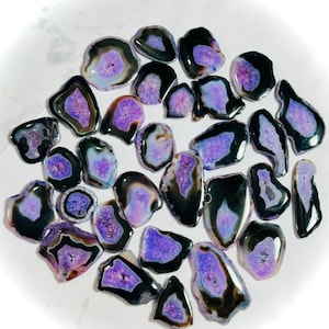 Purple Agate Slice Lot Cabochons, 30-50mm Mixed Shapes (AAA Quality)