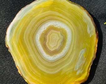 Banded Agate Slice Cabochon, Heart Design Gemstone (68X61X6MM 222.90 CT)