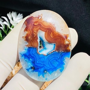 Natural Agate Druzy Gemstone Cabochon (57X42X6MM 137.05 CT)