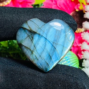 Flashy Labradorite Heart Cabochon: Jewelry Making, 50 Carat (30X32X7MM)