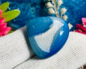 Agate Druzy Heart Cabochon: Natural Gemstone, 45 Carat (28X29X8MM)