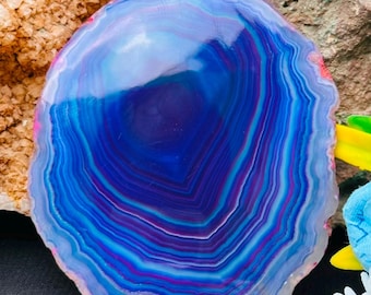 Dyed Agate Slice Gemstone Cabochon for Jewelry Making (74x62x6mm)