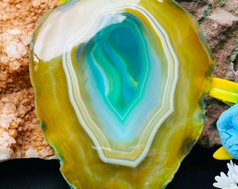 Dyed Botswana Agate Slice Gemstone Cabochon for Jewelry Making (87x66x7mm)