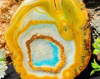 Dyed Botswana Agate Slice Gemstone Cabochon for Jewelry Making (89x75x7mm)