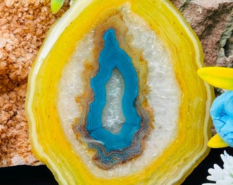 Dyed Agate Slice Gemstone Cabochon, Fancy Shape Home Decor (82X66X5MM)