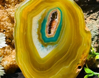Natural Agate Slice Gemstone Cabochon: Fancy Shape for Jewelry Making (87X64X6MM)