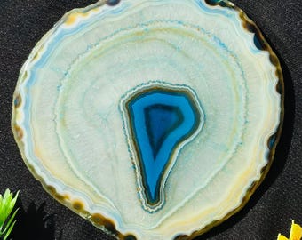 Dyed Agate Slice Gemstone Cabochon for Home Decor (90X86X6MM)