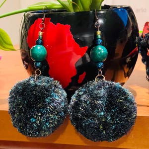 Bold Handmade Pom Pom Earrings – Colorful Boho Jewelry, Festival Style Earrings