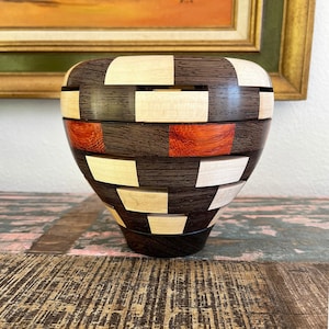 TULIP VASE / Paduak-Wenge-Maple - Lathe turned exotic woods
