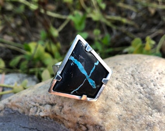 Sterling Silver, Black Mountain Turquoise Ring