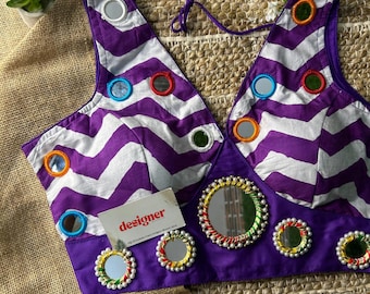 Navratri Special Readymade Blouse | Handcrafted Original Mirror Work (Front & Back) | Back Open, Heavy Stitching | Navratri Garba Blouse