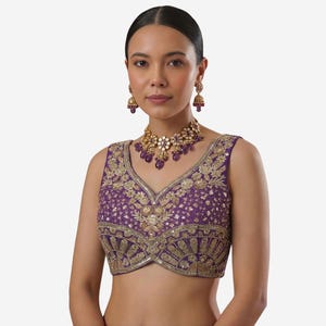 Zari & Sequins Work Partywear Sleeveless Blouse, Padded Saree Blouse