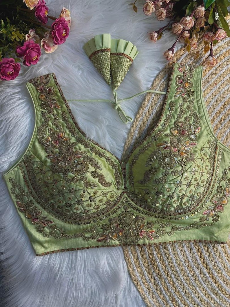 Wine  Elegant Bridal Sabyasachi Blouse with Heavy Work -12