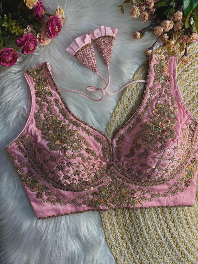 Wine  Elegant Bridal Sabyasachi Blouse with Heavy Work -12