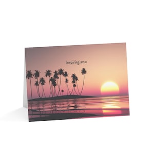 Biglietti d'auguri con tramonto tropicale, biglietti d'auguri che ispirano stupore, perfetti per ringraziamenti, compleanni, condoglianze, confezione da 1 a 50