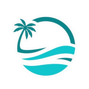 Tropical Beach Sticker, Summer Vibes, Island Life, Gift for Ocean Lovers,  Sun Worshipers, Beach Goers and Surfers