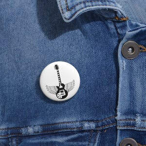 Custom Guitar Wing Pin Buttons, Musician Gift, Band Merchandise, Rock and Roll Accessories, Creative Party Favors