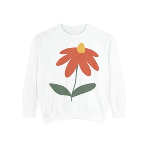 Cheerful Garment-Dyed Sweatshirt with Flower Design, Perfect for Casual Outings, Spring Wardrobe, Gift for Her, Eco-Friendly Apparel, [...]