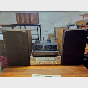 Vintage Fisher RS 1035 Audio Receiver with Record Player and Speakers BSR