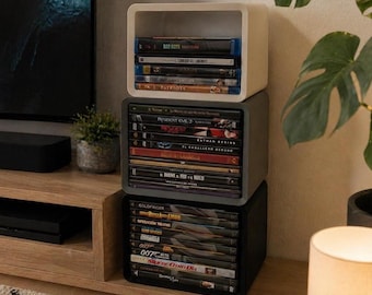 Torre modulare impilabile per DVD e Blu-ray | Organizzatore per 10 custodie | Scaffalatura modulare per collezioni