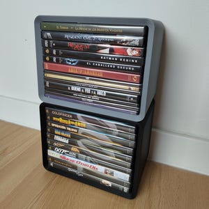 Torre modulare impilabile per DVD e Blu-ray | Organizzatore per 10 custodie | Scaffalatura stampata in 3D