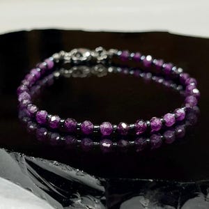 Amethyst - Amethyst Bracelet - Amethyst Faceted Bead Bracelet - Natural Amethyst Bracelet - Cosmo Amethyst Bracelet