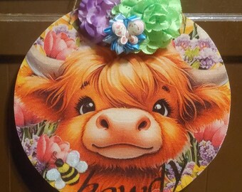 Highland cow door sign