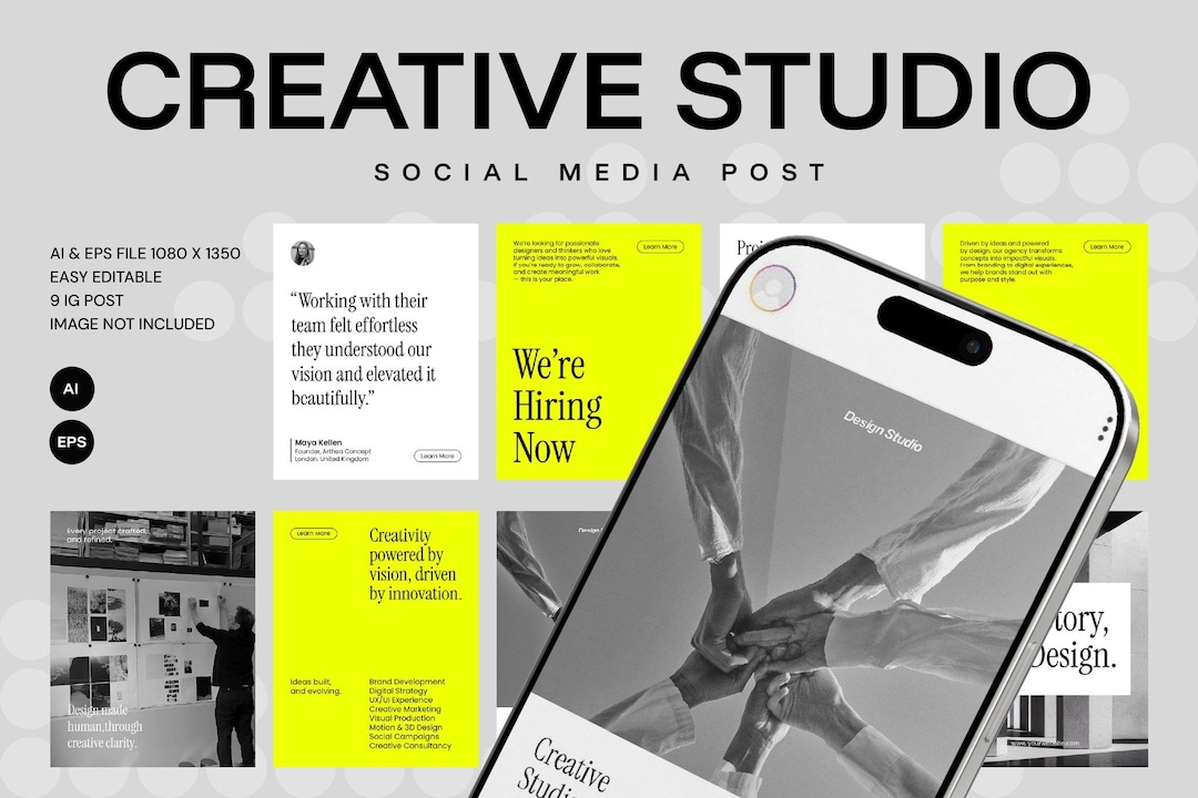 Creative Studio Instagram Post Template Design Agency Branding Editable ...