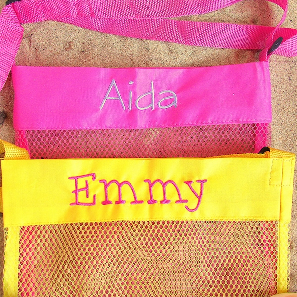 Green Personalized Mesh Sea Shell Bags