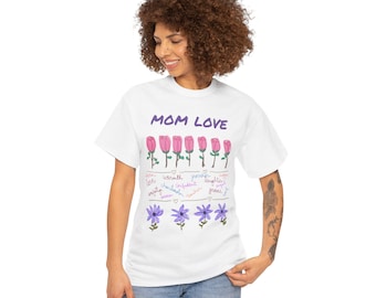 Mom Love Floral Tee | Rose and Purple Flower Illustration