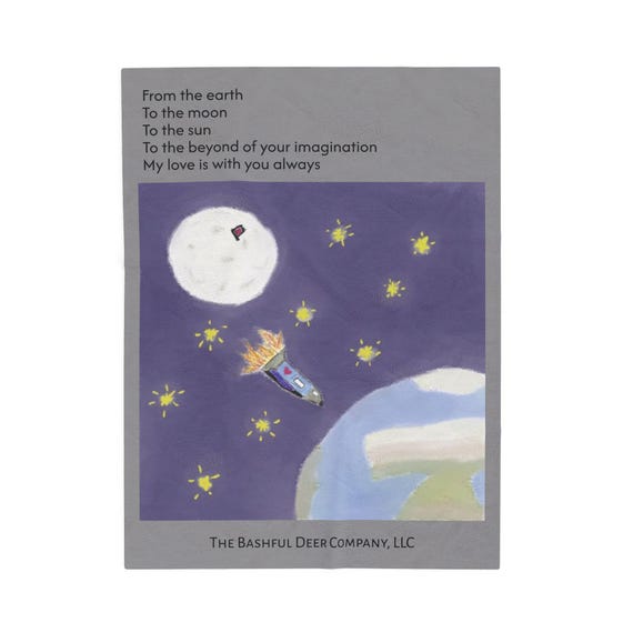 Moon Rocket Stars Blanket | Velveteen Plush Blanket