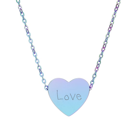 Engraved 'Love' Heart Necklace | Heart Pendant Necklace