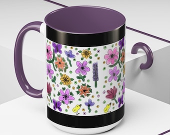 Hand-Drawn Floral Pattern Mug | Accent Coffee Mug