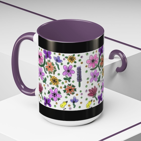 Hand-Drawn Floral Pattern Mug | Accent Coffee Mug
