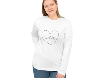 Hand-Drawn Heart Love Long Sleeve Shirt | Colorful Heart Grid Back