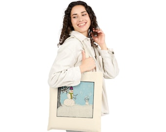 Snowman Tote Bag | Winter Scene Tote