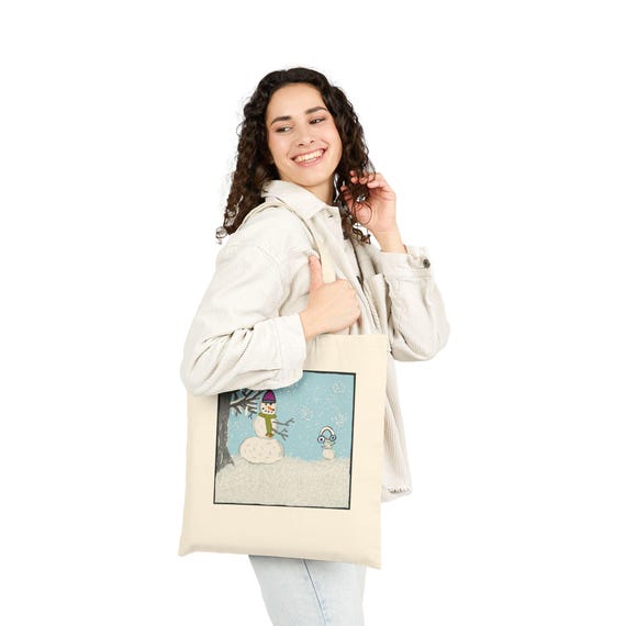 Snowman Tote Bag | Winter Scene Tote
